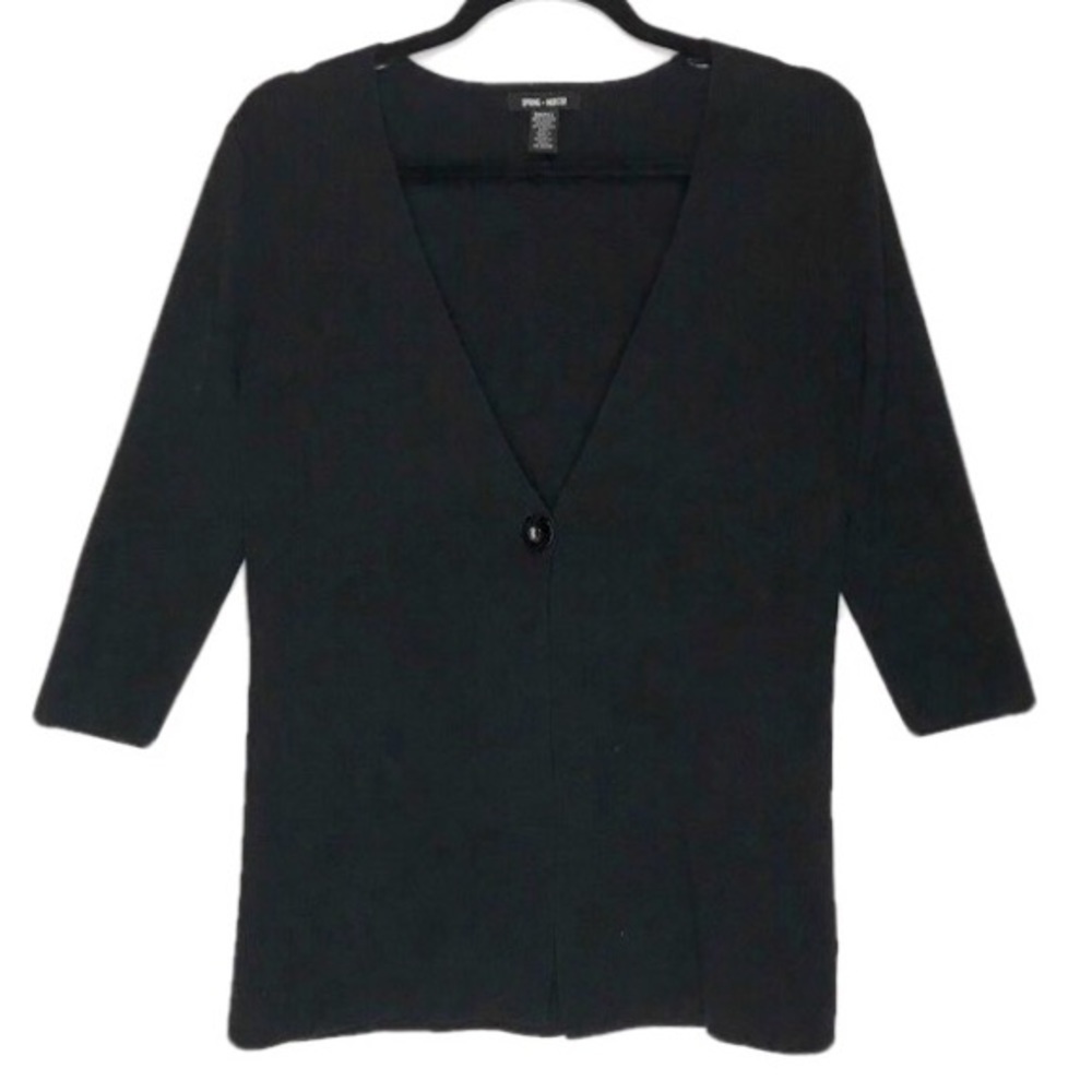 Spring + Mercer Black‎ Sweater One Button Cardigan